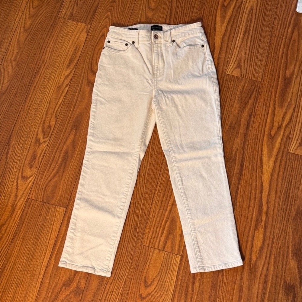 Talbots Modern Ankle Jeans Womens 4P Cream Off White Straight Leg Stretch Denim
